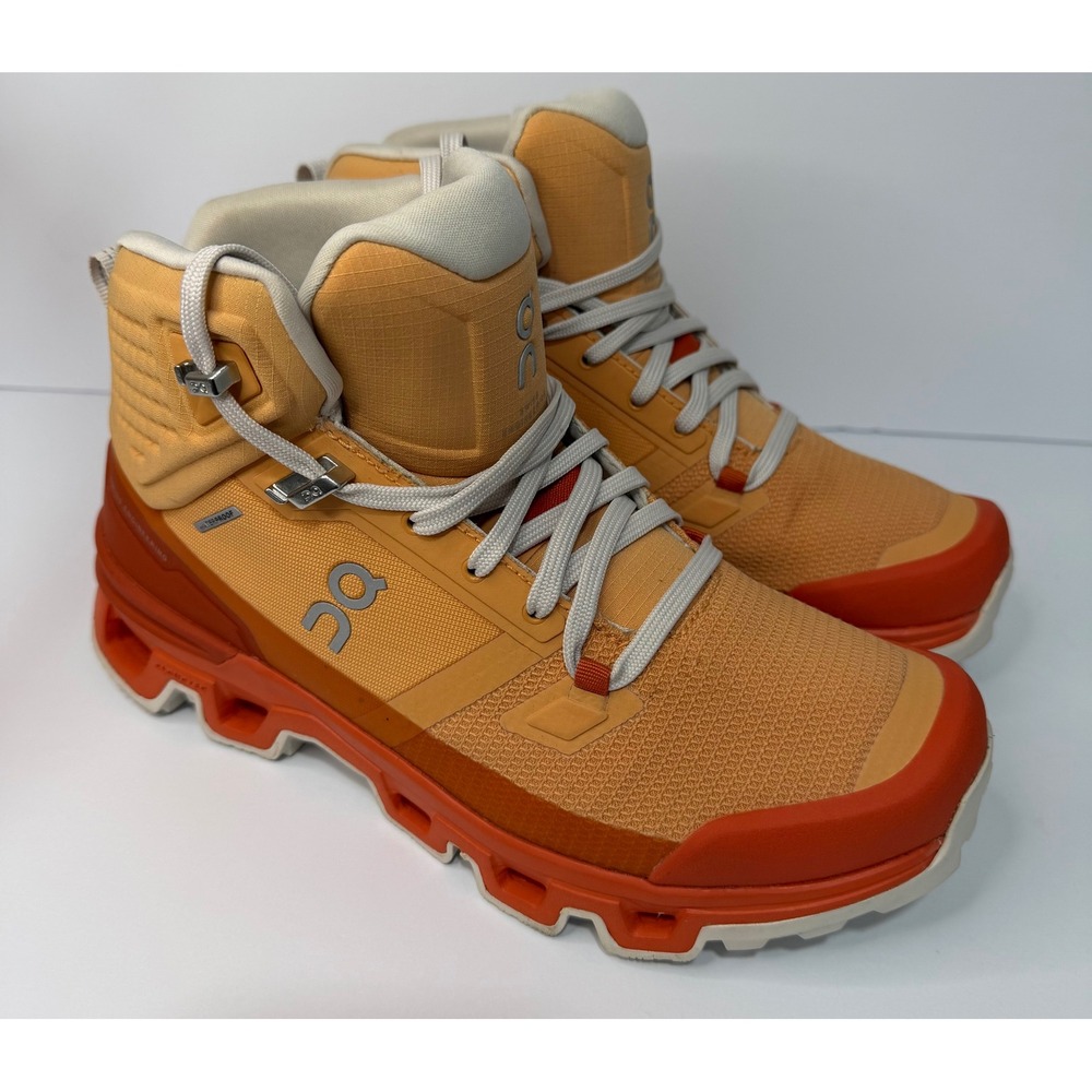 On Cloudrock Waterproof Hiking Boots Orange Womens 7.5